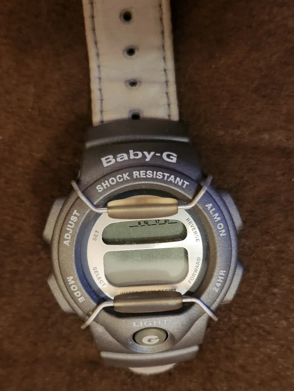 1997 CASIO BABY G Shock RESIST BG 350 Digital QUARTZ Watch Gray WIRE Face GUARD